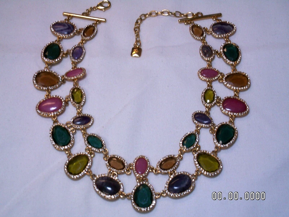 ...RALPH LAUREN...Collar llamativo tono dorado, cristales, lucita... Foto 2 de 4