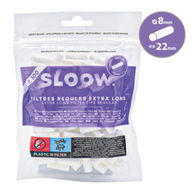 100 Sloow Regular Filter 8mm Extra lang long Eindrehfilter Zigarettenfilter Tips