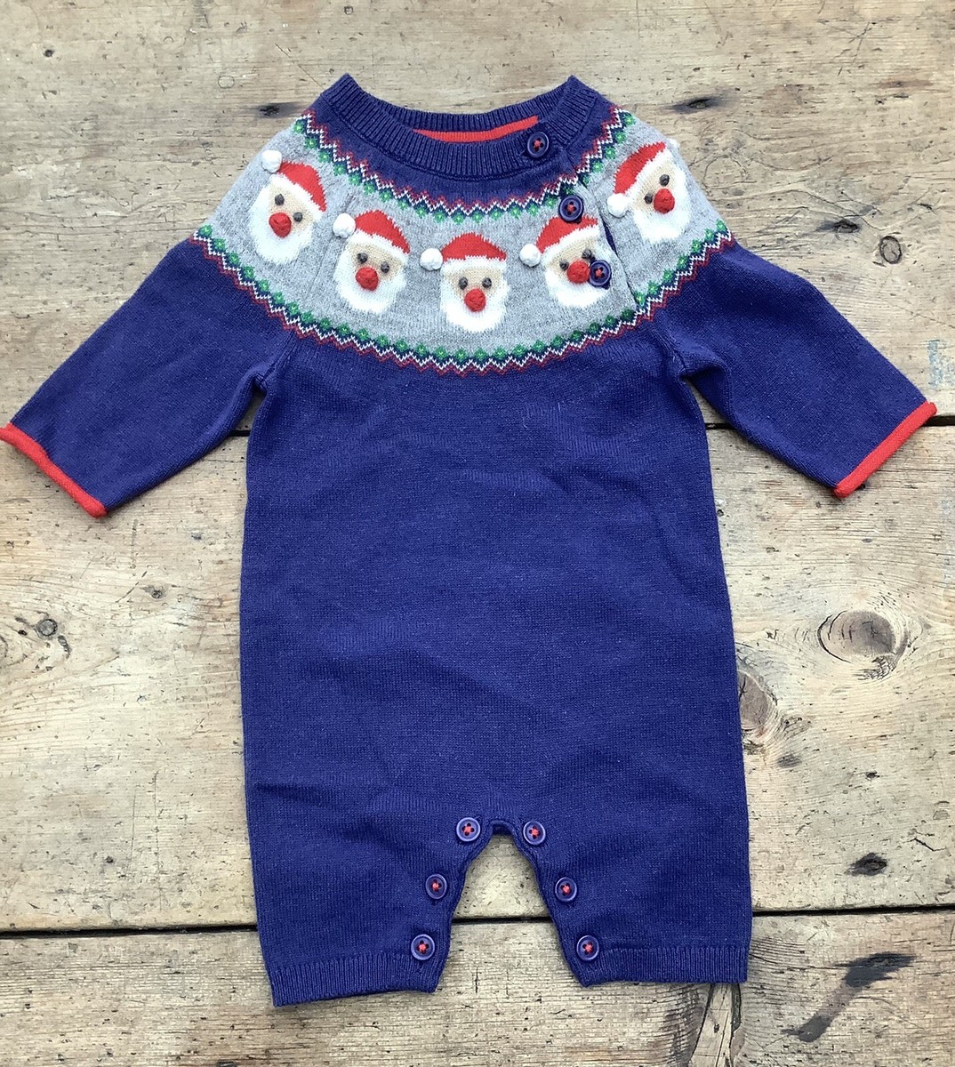 New Mini Boden: Baby All In One Newborn CHRISTMAS Santa Fair Isle