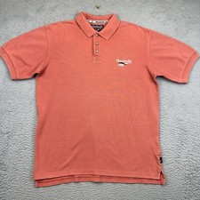 Vintage Reebok Polo Shirt Mens Small Orange Pink Knit 90s Logo Casual Classic