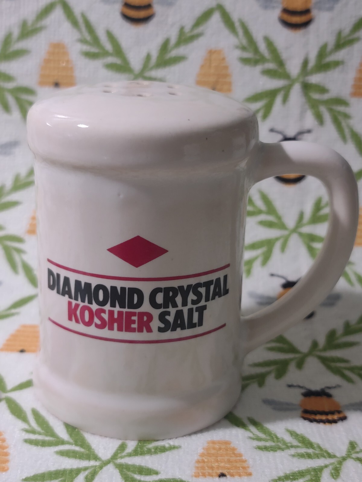 VTG Diamond Crystal Kosher Salt Shaker Ceramic Advertising Salt Shaker