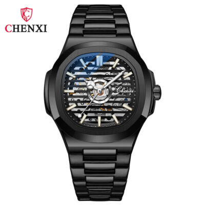 CHENXI Men Wristwatch Automatic Mechanical Watch Full Black Male Business Watch