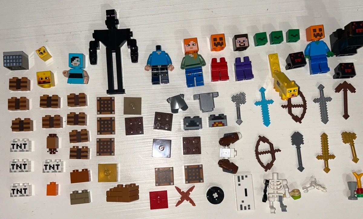 LEGO MINECRAFT Figures 80 parts PRINTED Parts accessories LOT Minifigure STEVE
