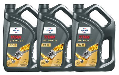 Fuchs 15 Liter TITAN GT1 PRO C-1 SAE 5W-30 Engine Oil 3 x 5L for Land Rover