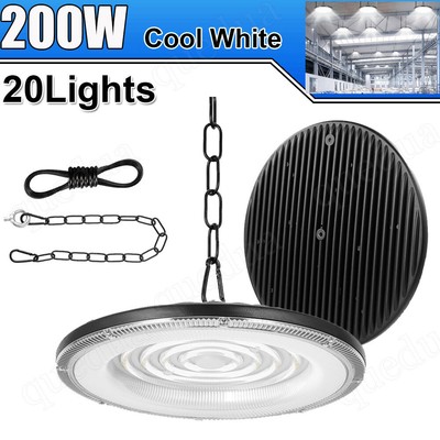20 Pack 200W UFO Led High Bay Lights Commercial Warehouse Factory Light Fixture
