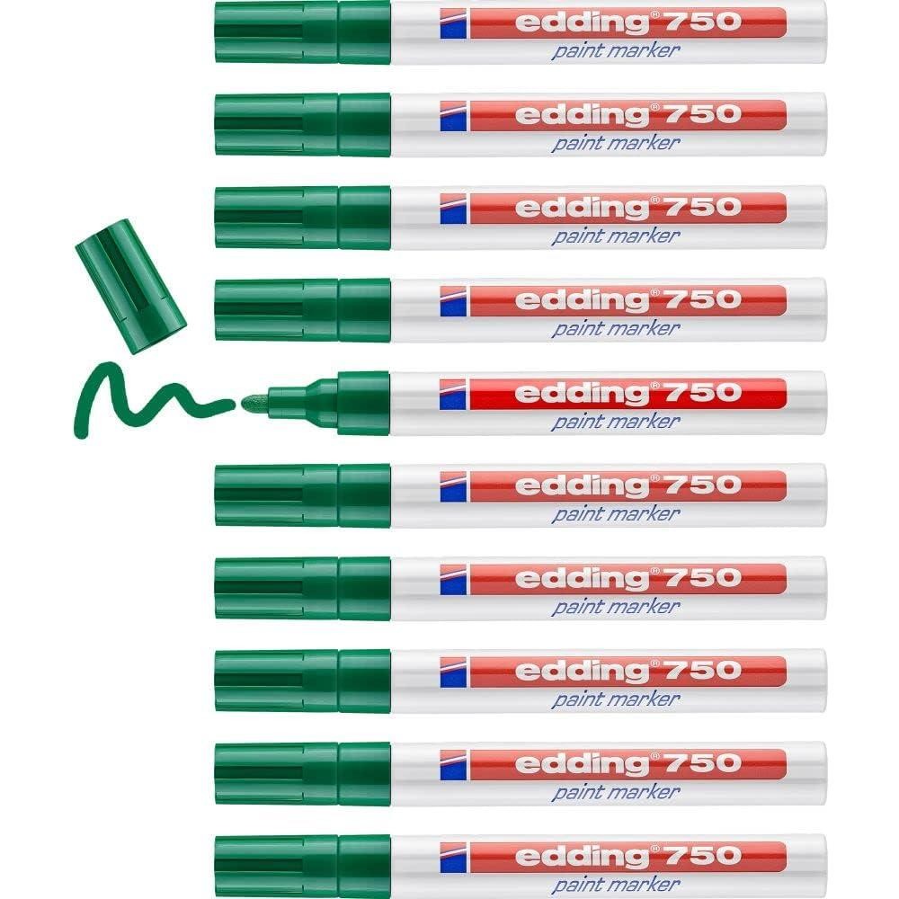 Marqueur peinture edding 750 vert lot de 10 pointe ronde moyenne haute resistance finition laque