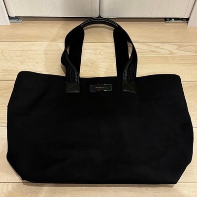Paul Smith PS Black Canvas Tote Bag Multicolor Stitching Bottom Studs Men NEW