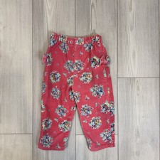 Vintage OshKosh Corduroy Pink Floral Pull On Pants 2T 90s Sides Bows