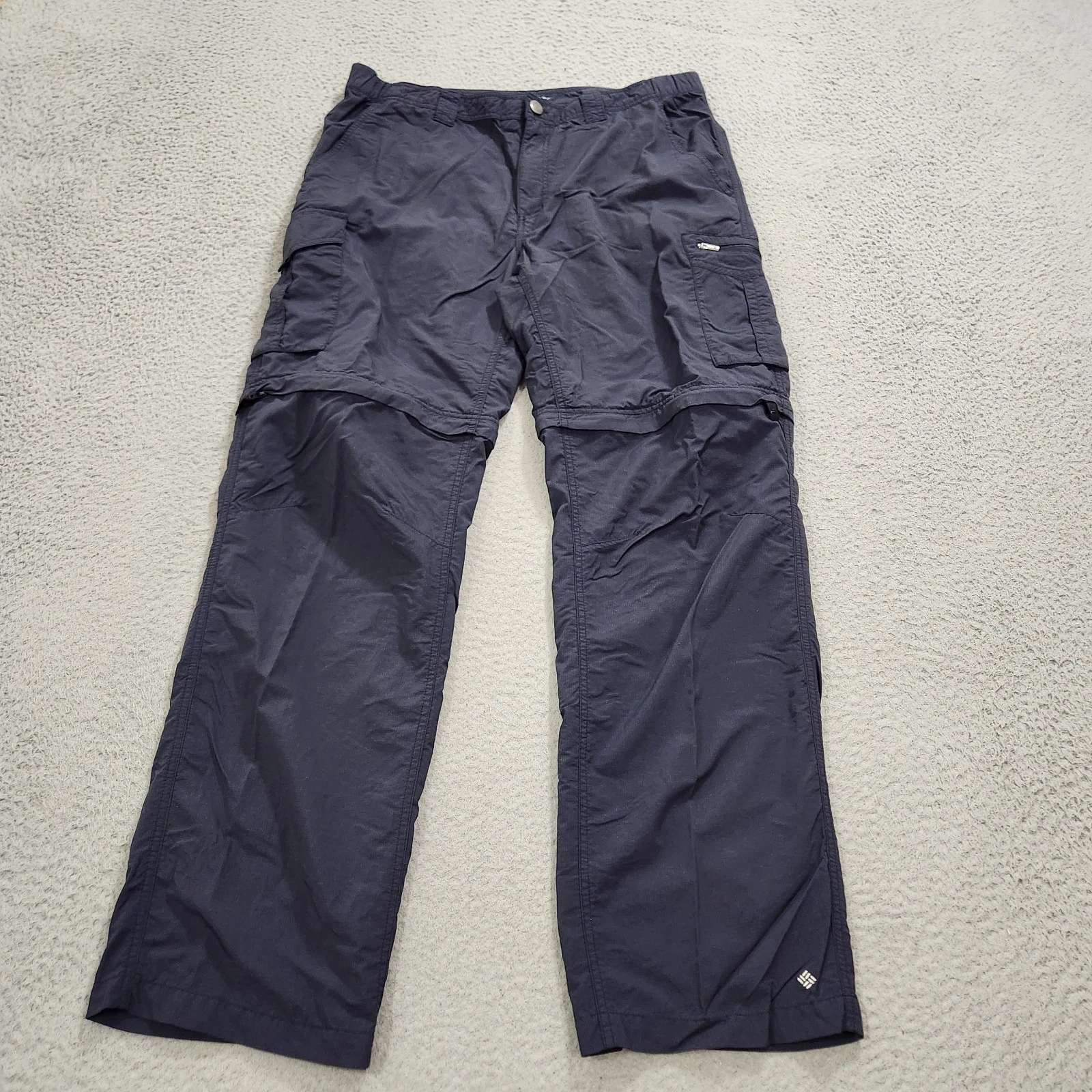 Columbia Pants Mens 38x32 Blue Cargo Convertible Omni Shade Outdoor Hike Fishing