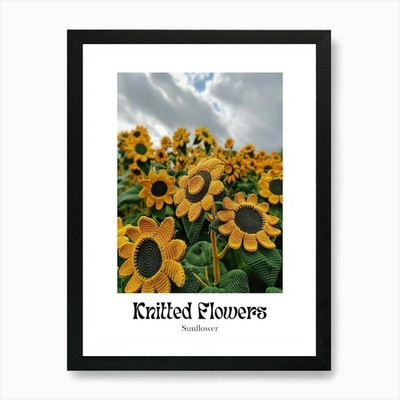 Knitted Flowers Sunflower 1 Art Pri Framed Wall Art Poster Canvas Print Picture