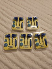 New LOT OF 5 Groove Onn Blue Earphones earbuds headphones with Microphone