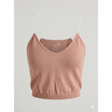 Free People Intimately Shimmer Metallic Knit Cropped Cami Tank Top Rose M/L