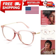 Blue Light Blocking Glasses - Trending Round TR90 Frames, Metal Arms, UV400 P...