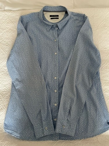 Marc O’Polo 42 Shirt Collared Long Sleeve Tailored Pale Blue With White Snow M - Picture 3 of 7