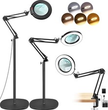 10X Magnifying Glass with Light and Stand, Real Glass Lens, 5 Color Modes Dimmab