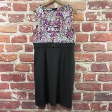 Tahari Arthur S Levine Dress Womens 14 Multicolor Floral Career Work Office Zip