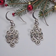 MWS 925 Sterling Silver Swirl Blue Topaz Dangle Earrings, 1.5"