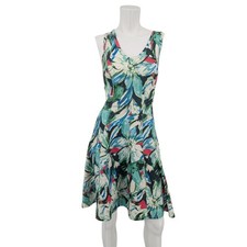 Karen Kane Floral Fit Flare Dress Sleeveless Tropical Resort Vacation USA Medium