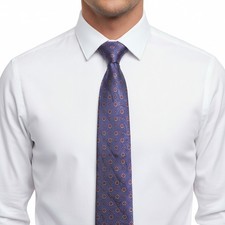 Liberty of London Silk Tie Periwinkle Purplish Blue Medallion Dot Made in USA