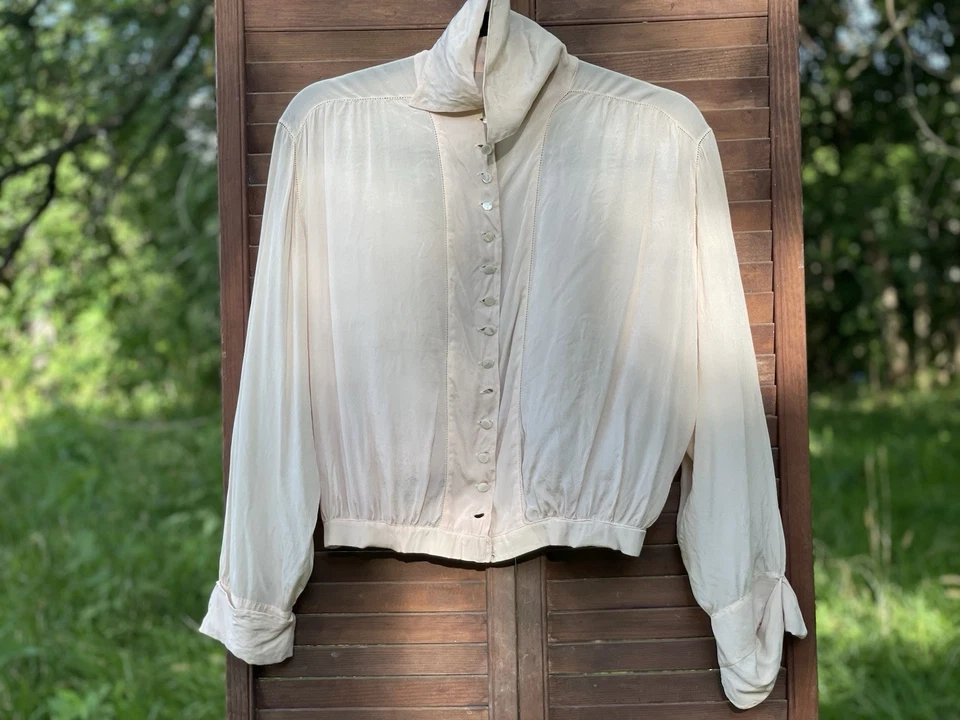 Antique Edwardian Pearl Pink Silk Blouse C. 1910 Ferguson Co. Chicago SZ S-M Exc - Image 3 of 4