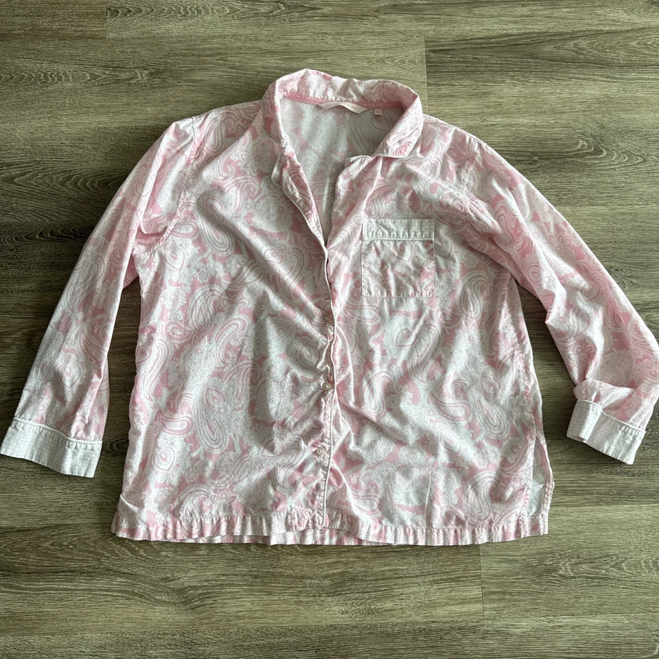 Victoria's Secret Conjunto Pijama Rosa Blanco Estampado Paisley Talla Grande 100% Algodón Foto 3 de 4