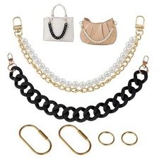2 Pcs Purse Chain for Handbags, Pearl and Matte Black Acrylic Bag Charms