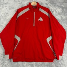Ohio State Buckeyes Mens Large Nike FitStorm 1/4 Zip Pullover Jacket Red VTG