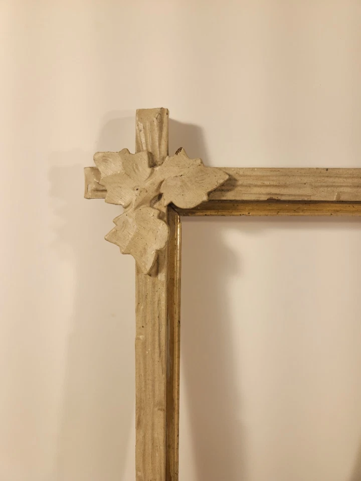 Marco de fotos vintage blanco antiguo de la Selva Negra con hojas en las esquinas forro dorado Foto 4 de 4