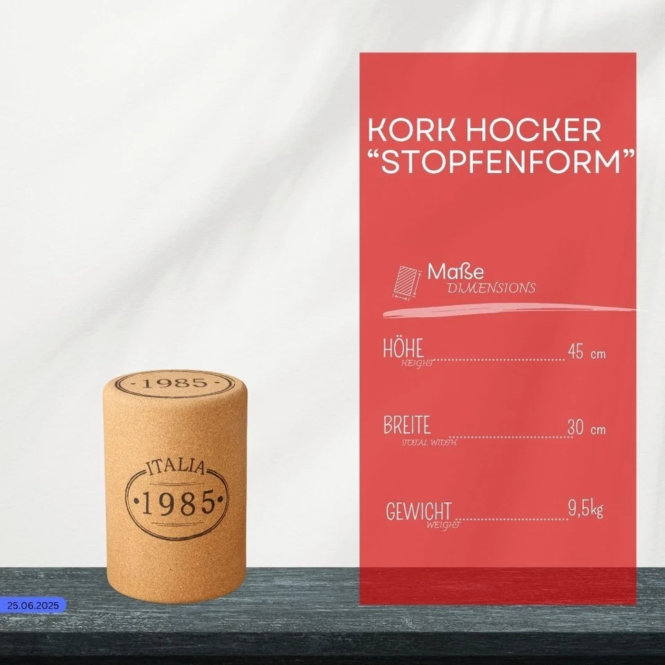Stylischer Hocker aus Kork in Stopfenform - Bild 3 von 4