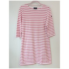 Saint James Pink And White Striped 100% Cotton T Shirt Dress Size 8