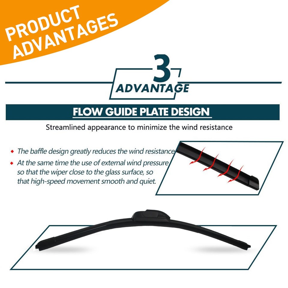 S For My Car Pair Of 19" Bracketless Wiper Blades - J-Hook - Foto 6