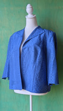 Coldwater Creek Embroidered Silk Jacket, Open Front, Royal Blue Size P/L
