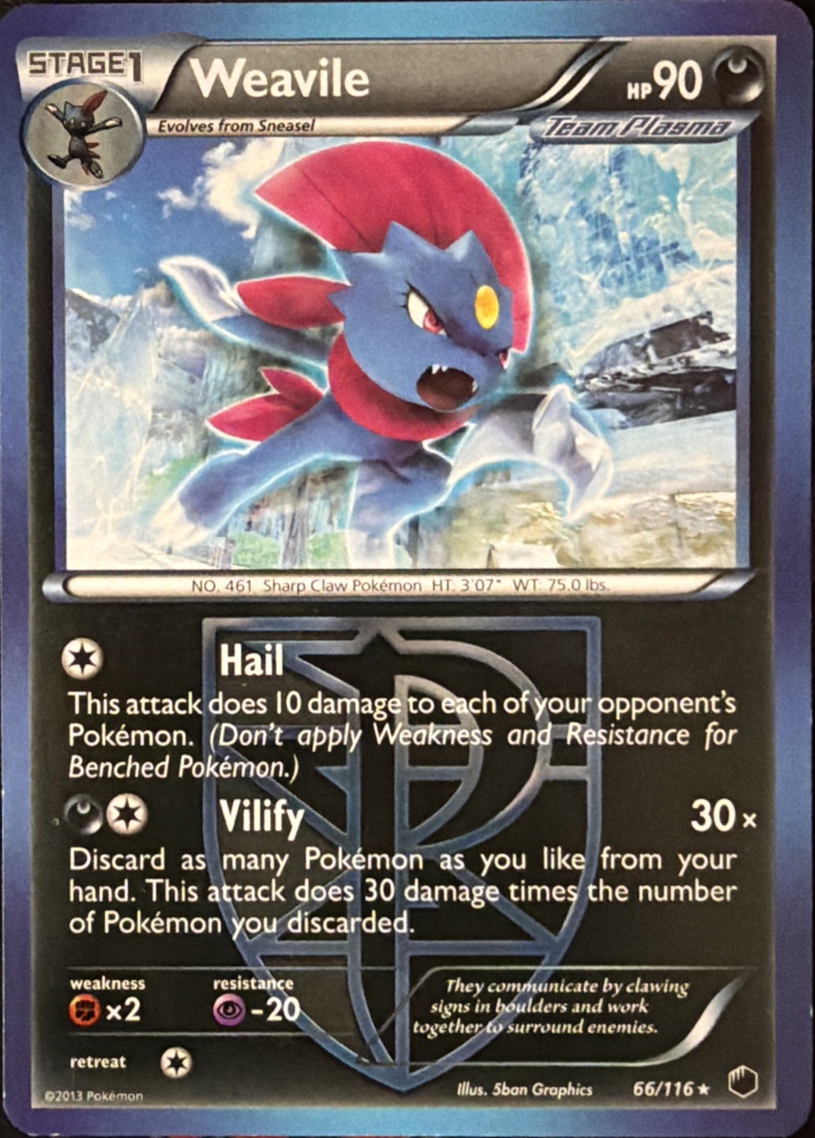 Weavile 66/116 Plasma Freeze Rare LP