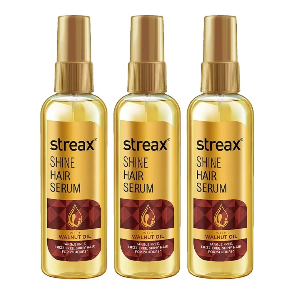 Streax Walnut Hair Serum 100 ml Pack of 3 | Smooth & Shiny Hair Serum