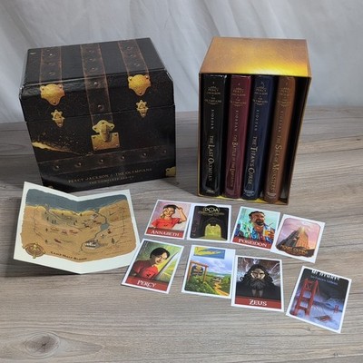 Percy Jackson & The Olympians Books 2-5 Hardcover Set W/ Chest Cards Map Riordan