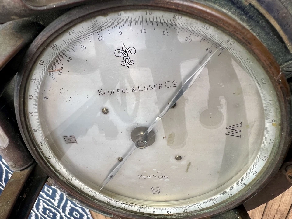 Antique K&E Keuffel & Esser Surveyors Transit Compass N Y wood base - Image 3 of 4