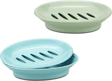 TCOTBE 2 Pack Soap Dishes,Removable Soap Drainers Plastic Soap Holder,Plastic Si