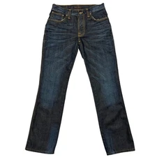 Nudie Jeans Slim Jim Mens Sz 32x34 (33x32.5*) Brown Indigo 100% Organic Cotton