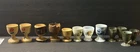 Vintage Lot 12 Egg Cups Metal Copper?  Wood Milk Glass Porcelain Egg Cup Antique
