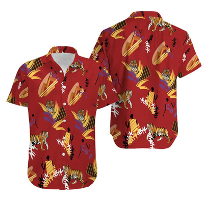 #ad Tony Montana’s red Hawaiian shirt tropical prints and fierce tigers Scarface $21.59