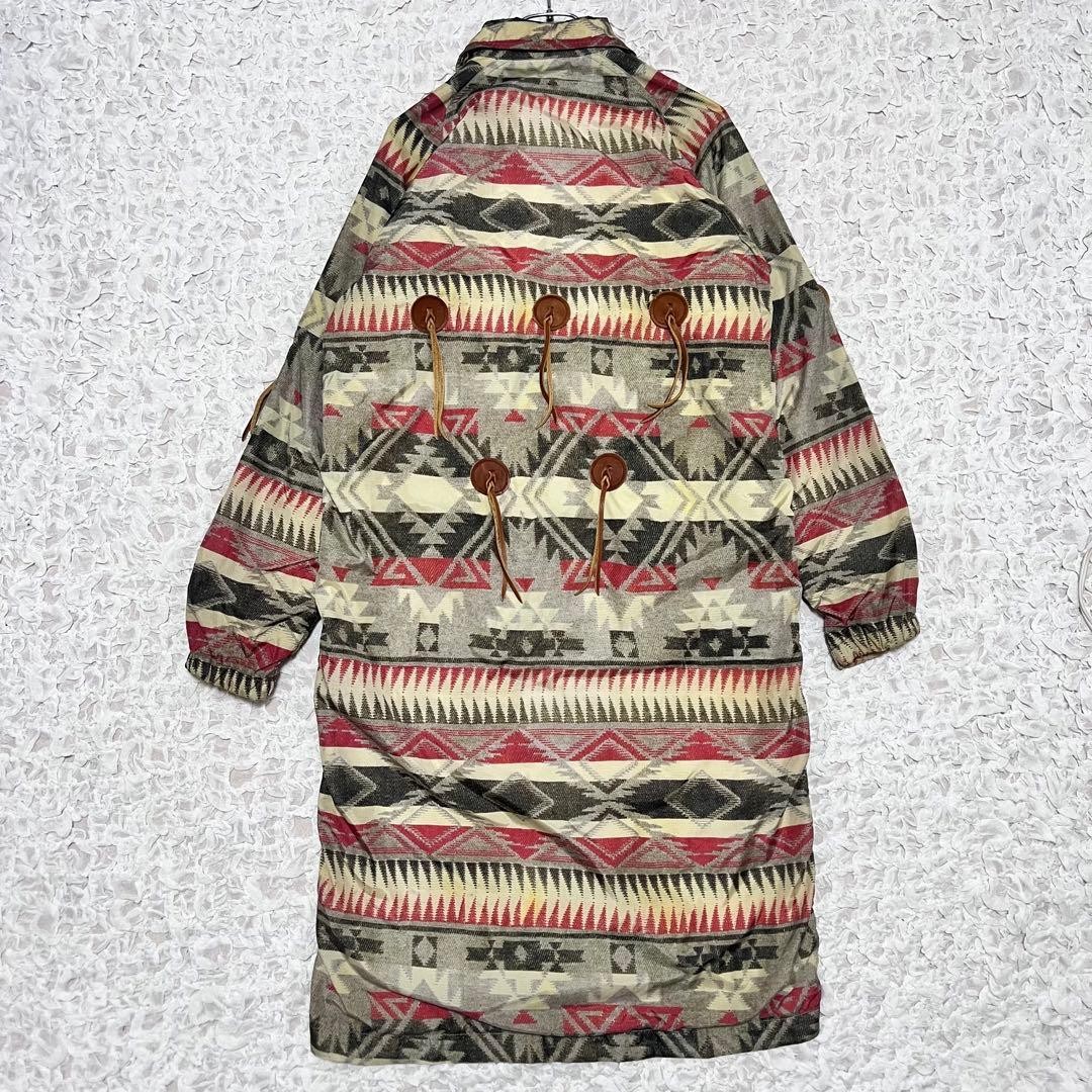 KAPITAL Native Pattern Nylon Sten Collar Coat Tas… - image 8