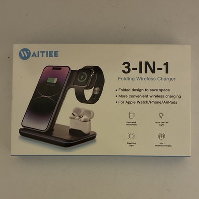 WAITIEE Z5S 3-in-1 Wireless Fast Charge Dock for Apple Watch, iPhone - White