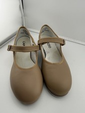 Capezio Tap Dance Shoes Girls Size 2 W Beige Leather Mary Jane 3800C