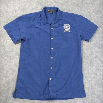 Harriton Shirt Mens Small Blue Striped Ballast Point Short Sleeve Button Up