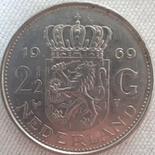 PAYS-BAS: 2 1/2 GULDEN 1969 coq  KM 191