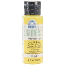 Plaid:Craft 40-4118 FolkArt Enamel Paint 2oz-Yellow Light (6Pk)