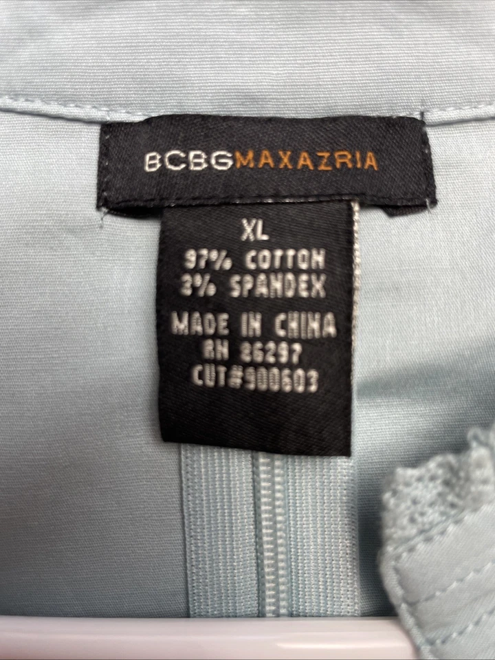 Blusa BCBG Max Azria bordada para mujer XL azul cuello en V lazo cintura nueva con etiquetas Foto 3 de 4