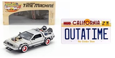 124 Auto + originalgetreue Nachbildung des Outatime Nummernschildes des Delo...