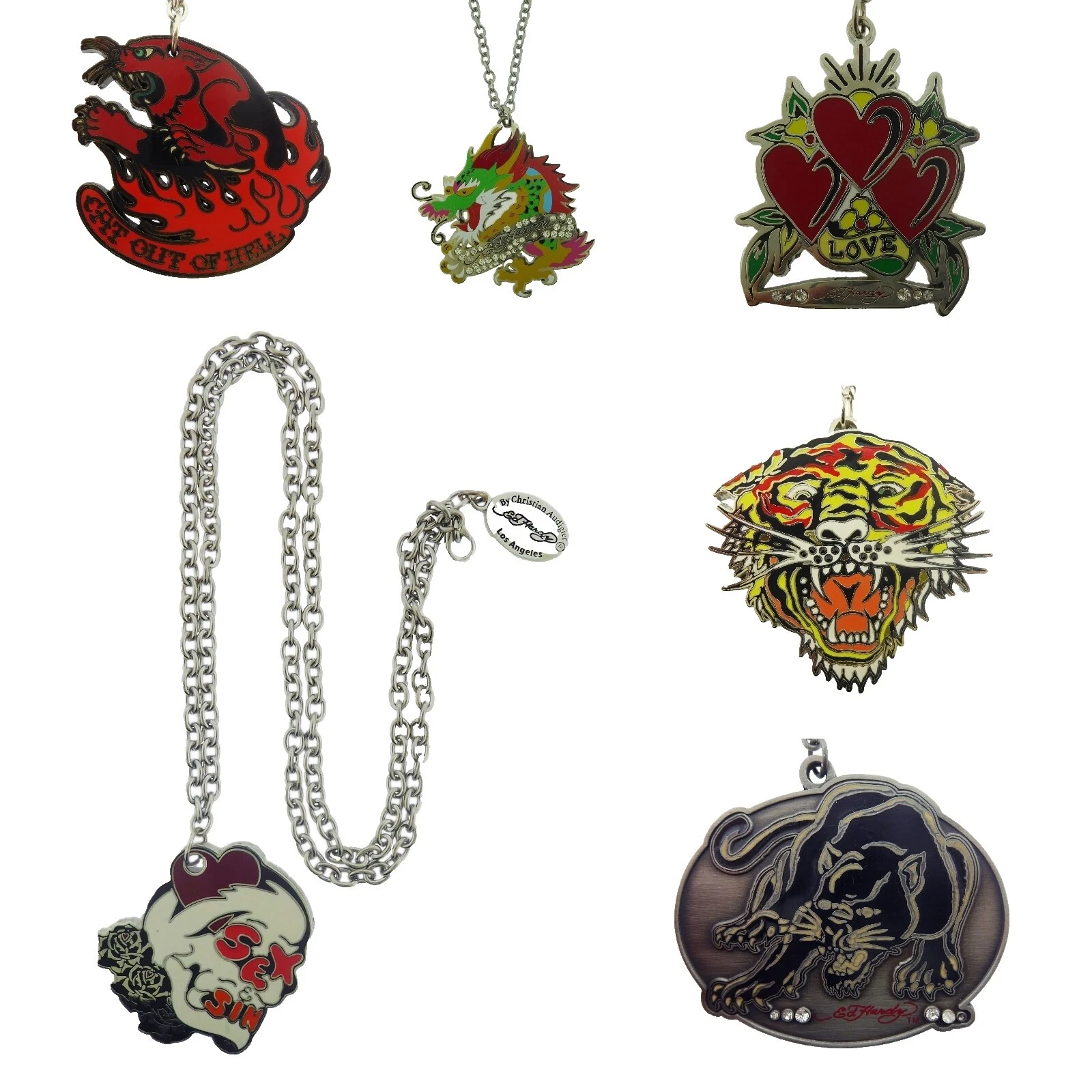 Ed Hardy 不锈钢时尚项链和吊坠