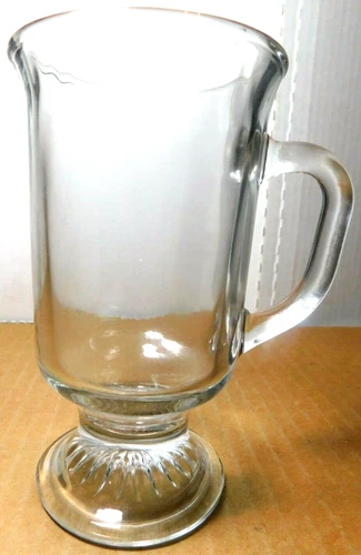 Anchor Hocking~Clear Glass Footed Pedestal Coffee/ Tea Mug Vtg. Single